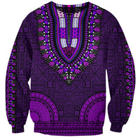 African Dashiki Sweatshirt With Tapa Pattern - Purple - Wonder Print Shop