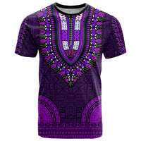 African Dashiki T Shirt With Tapa Pattern - Purple - Wonder Print Shop