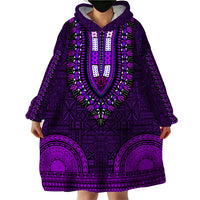 African Dashiki Wearable Blanket Hoodie With Tapa Pattern - Purple - Wonder Print Shop