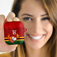 Zimbabwe Cricket Custom AirPods Case The Chevrons Cricket Ball Fire - Wonder Print Shop