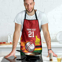 Zimbabwe Cricket Custom Apron The Chevrons Cricket Ball Fire - Wonder Print Shop