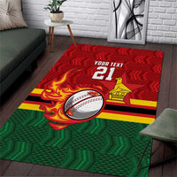 Zimbabwe Cricket Custom Area Rug The Chevrons Cricket Ball Fire - Wonder Print Shop