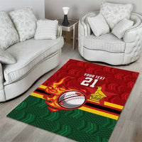 Zimbabwe Cricket Custom Area Rug The Chevrons Cricket Ball Fire - Wonder Print Shop