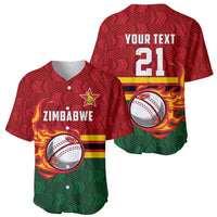 Zimbabwe Cricket Custom Baseball Jersey The Chevrons Cricket Ball Fire - Wonder Print Shop