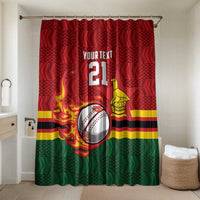 Zimbabwe Cricket Custom Bathroom Set The Chevrons Cricket Ball Fire - Wonder Print Shop