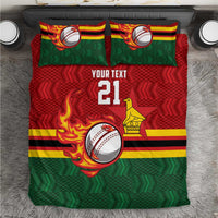 Zimbabwe Cricket Custom Bedding Set The Chevrons Cricket Ball Fire - Wonder Print Shop