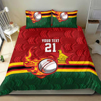 Zimbabwe Cricket Custom Bedding Set The Chevrons Cricket Ball Fire - Wonder Print Shop