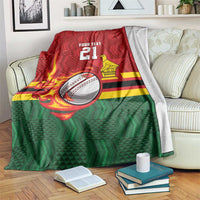 Zimbabwe Cricket Custom Blanket The Chevrons Cricket Ball Fire - Wonder Print Shop