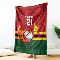 Zimbabwe Cricket Custom Blanket The Chevrons Cricket Ball Fire - Wonder Print Shop