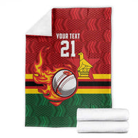 Zimbabwe Cricket Custom Blanket The Chevrons Cricket Ball Fire - Wonder Print Shop