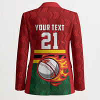 Zimbabwe Cricket Custom Blazer The Chevrons Cricket Ball Fire - Wonder Print Shop