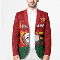 Zimbabwe Cricket Custom Blazer The Chevrons Cricket Ball Fire - Wonder Print Shop