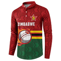 Zimbabwe Cricket Custom Button Sweatshirt The Chevrons Cricket Ball Fire - Wonder Print Shop
