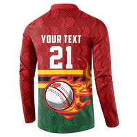 Zimbabwe Cricket Custom Button Sweatshirt The Chevrons Cricket Ball Fire - Wonder Print Shop