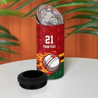 Zimbabwe Cricket Custom 4 in 1 Can Cooler Tumbler The Chevrons Cricket Ball Fire - Wonder Print Shop