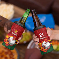 Zimbabwe Cricket Custom 4 in 1 Can Cooler Tumbler The Chevrons Cricket Ball Fire - Wonder Print Shop