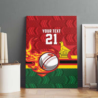Zimbabwe Cricket Custom Canvas Wall Art The Chevrons Cricket Ball Fire - Wonder Print Shop