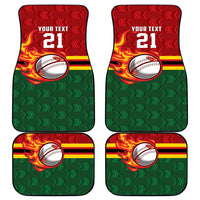 Zimbabwe Cricket Custom Car Mats The Chevrons Cricket Ball Fire - Wonder Print Shop