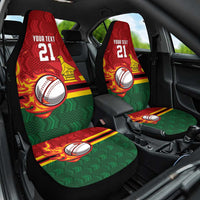 Zimbabwe Cricket Custom Car Seat Cover The Chevrons Cricket Ball Fire - Wonder Print Shop