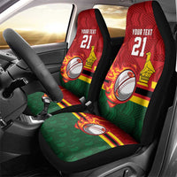 Zimbabwe Cricket Custom Car Seat Cover The Chevrons Cricket Ball Fire - Wonder Print Shop