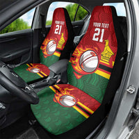 Zimbabwe Cricket Custom Car Seat Cover The Chevrons Cricket Ball Fire - Wonder Print Shop