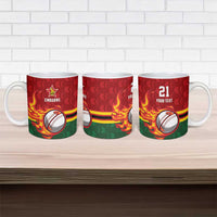 Zimbabwe Cricket Custom Ceramic Mug The Chevrons Cricket Ball Fire - Wonder Print Shop