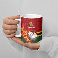 Zimbabwe Cricket Custom Ceramic Mug The Chevrons Cricket Ball Fire - Wonder Print Shop
