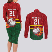 Zimbabwe Cricket Custom Couples Matching Long Sleeve Bodycon Dress and Long Sleeve Button Shirt The Chevrons Cricket Ball Fire - Wonder Print Shop