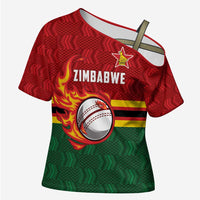 Zimbabwe Cricket Custom Cross Shoulder Shirt The Chevrons Cricket Ball Fire - Wonder Print Shop