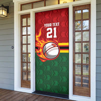 Zimbabwe Cricket Custom Door Cover The Chevrons Cricket Ball Fire - Wonder Print Shop