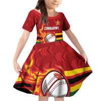 Zimbabwe Cricket Custom Family Matching Off Shoulder Short Dress and Hawaiian Shirt The Chevrons Cricket Ball Fire - Wonder Print Shop