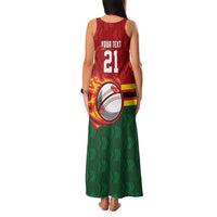 Zimbabwe Cricket Custom Family Matching Tank Maxi Dress and Hawaiian Shirt The Chevrons Cricket Ball Fire - Wonder Print Shop