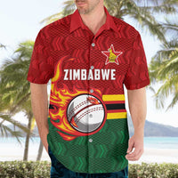 Zimbabwe Cricket Custom Hawaiian Shirt The Chevrons Cricket Ball Fire - Wonder Print Shop
