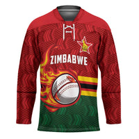 Zimbabwe Cricket Custom Hockey Jersey The Chevrons Cricket Ball Fire - Wonder Print Shop