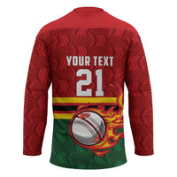 Zimbabwe Cricket Custom Hockey Jersey The Chevrons Cricket Ball Fire - Wonder Print Shop