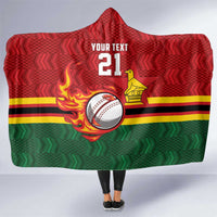 Zimbabwe Cricket Custom Hooded Blanket The Chevrons Cricket Ball Fire - Wonder Print Shop