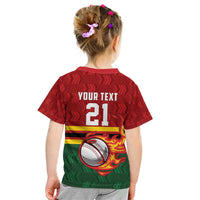 Zimbabwe Cricket Custom Kid T Shirt The Chevrons Cricket Ball Fire - Wonder Print Shop
