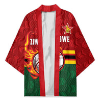 Zimbabwe Cricket Custom Kimono The Chevrons Cricket Ball Fire - Wonder Print Shop