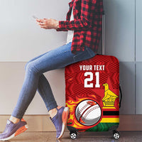Zimbabwe Cricket Custom Luggage Cover The Chevrons Cricket Ball Fire - Wonder Print Shop