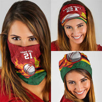Zimbabwe Cricket Custom Neck Gaiter The Chevrons Cricket Ball Fire - Wonder Print Shop
