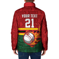 Zimbabwe Cricket Custom Padded Jacket The Chevrons Cricket Ball Fire - Wonder Print Shop