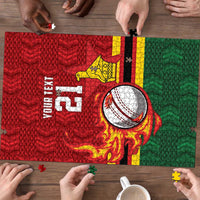 Zimbabwe Cricket Custom Puzzle The Chevrons Cricket Ball Fire - Wonder Print Shop
