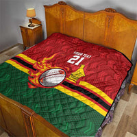 Zimbabwe Cricket Custom Quilt The Chevrons Cricket Ball Fire - Wonder Print Shop