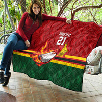 Zimbabwe Cricket Custom Quilt The Chevrons Cricket Ball Fire - Wonder Print Shop
