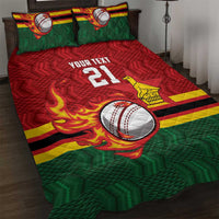 Zimbabwe Cricket Custom Quilt Bed Set The Chevrons Cricket Ball Fire - Wonder Print Shop