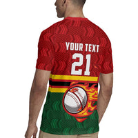 Zimbabwe Cricket Custom Rugby Jersey The Chevrons Cricket Ball Fire - Wonder Print Shop