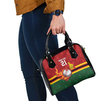 Zimbabwe Cricket Custom Shoulder Handbag The Chevrons Cricket Ball Fire - Wonder Print Shop