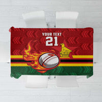 Zimbabwe Cricket Custom Tablecloth The Chevrons Cricket Ball Fire - Wonder Print Shop