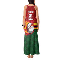 Zimbabwe Cricket Custom Tank Maxi Dress The Chevrons Cricket Ball Fire - Wonder Print Shop