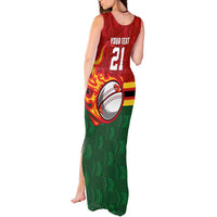 Zimbabwe Cricket Custom Tank Maxi Dress The Chevrons Cricket Ball Fire - Wonder Print Shop